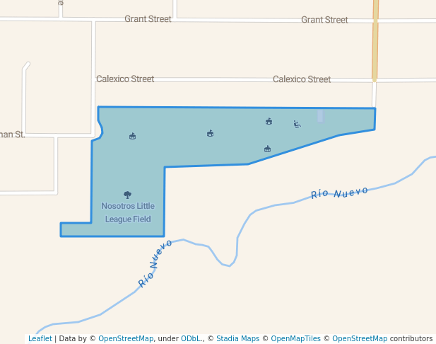 walking in Nosotros Little League Field map in Calexico