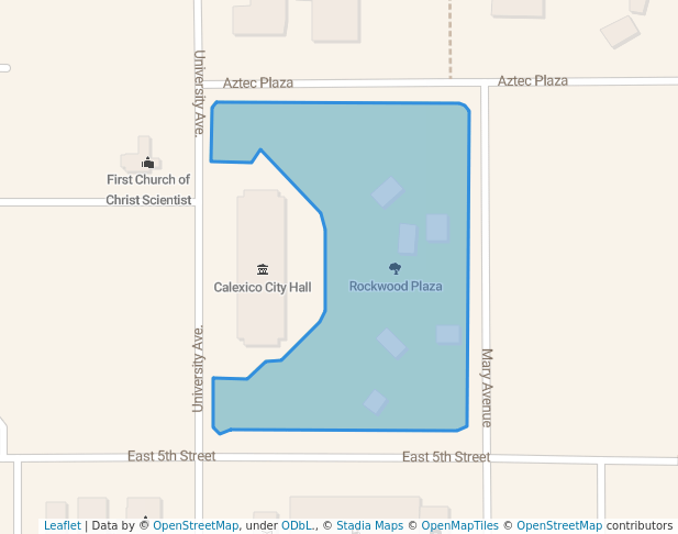 walking in Rockwood Plaza map in Calexico