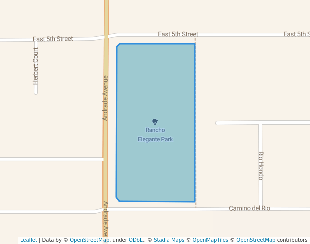 walking in Rancho Elegante Park map in Calexico