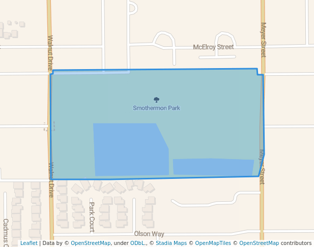 walking in Smothermon Park map in Arvin