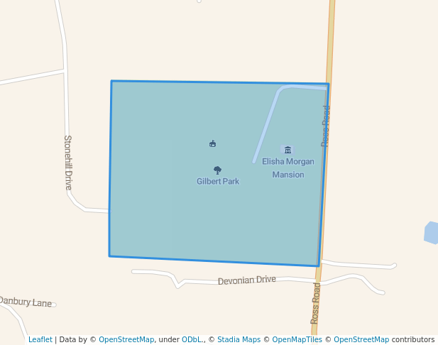 walking in Gilbert Park map in Fairfield