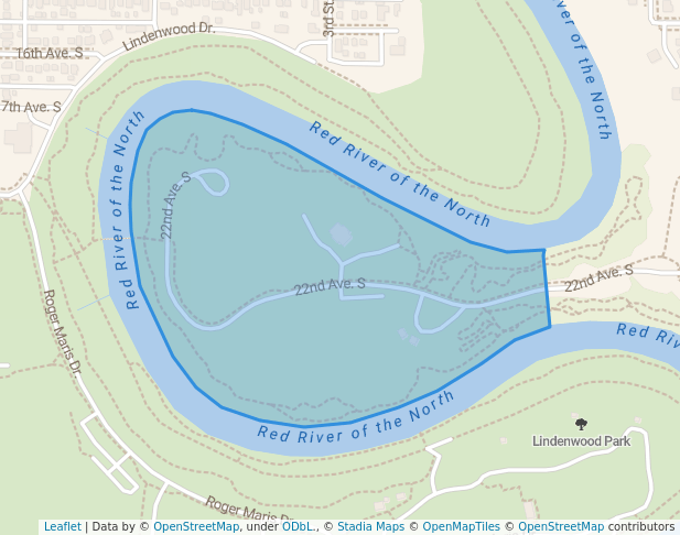 walking in Gooseberry Park map in Moorhead
