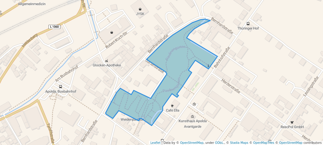 walking in Paulinenpark map in Apolda