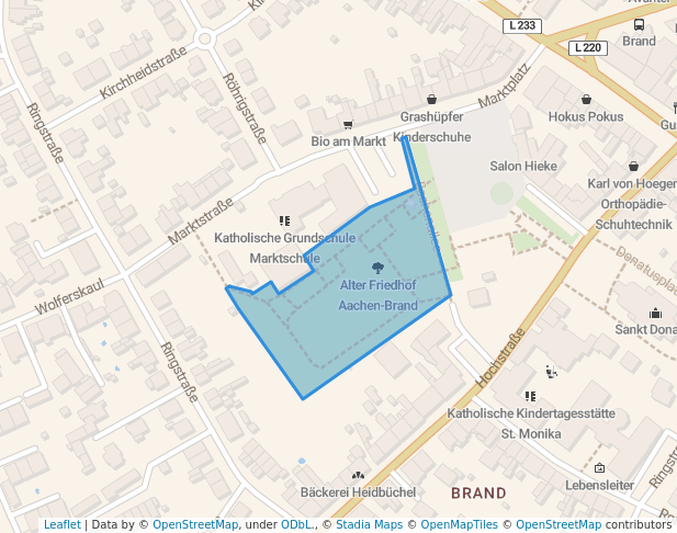 walking in Alter Friedhof Aachen-Brand map in Aachen