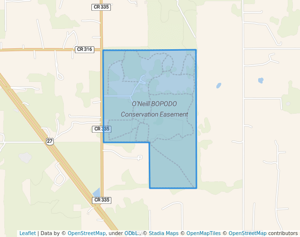 walking in O'Neill BOPODO Conservation Easement map in Williston