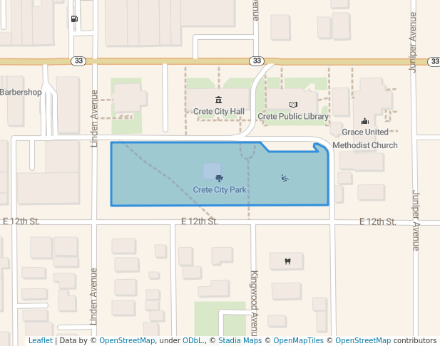 walking in Crete City Park map in Crete