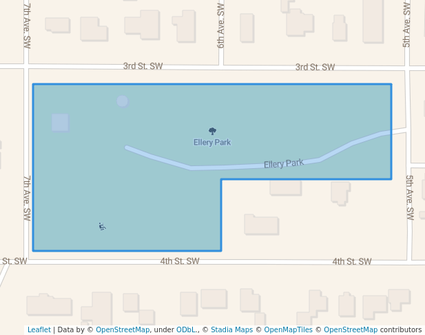 walking in Ellery Park map in Rugby