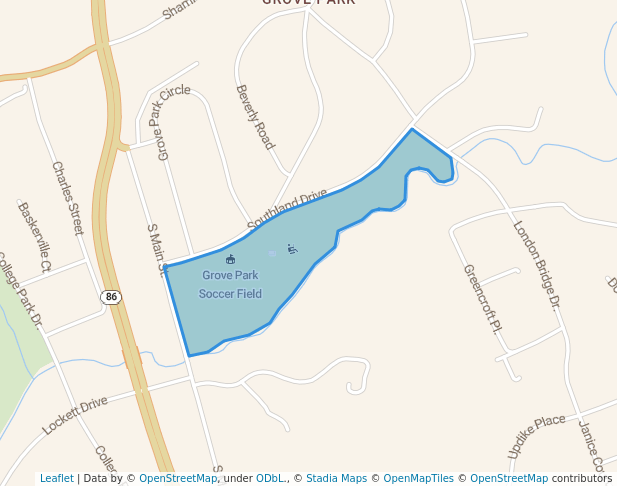 walking in Grove Park map in Danville