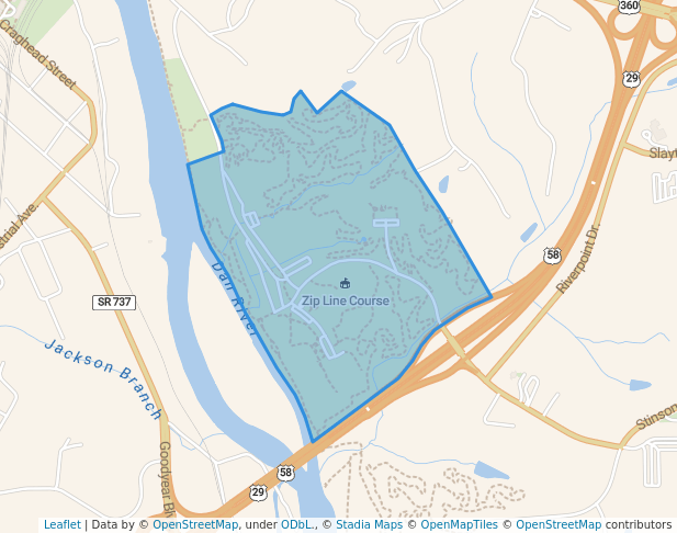 walking in Dan Daniel Memorial Park map in Danville