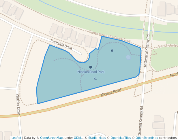 walking in Nicolas Road Park map in Temecula