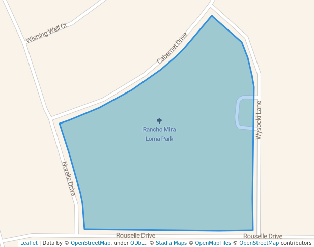 walking in Rancho Mira Loma Park map in Jurupa Valley