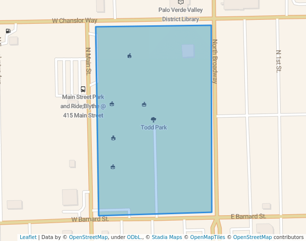 walking in Todd Park map in Blythe