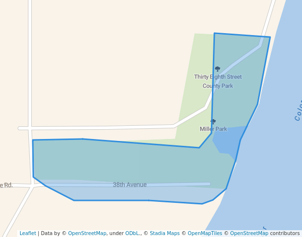 walking in 38th Street County Park map in Blythe