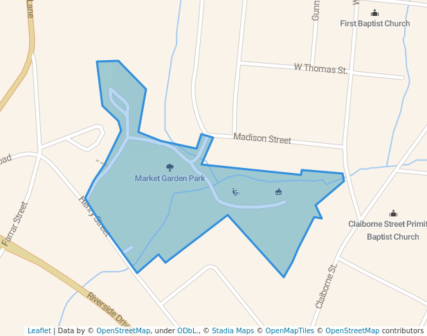 walking in Market Garden Park map in Danville