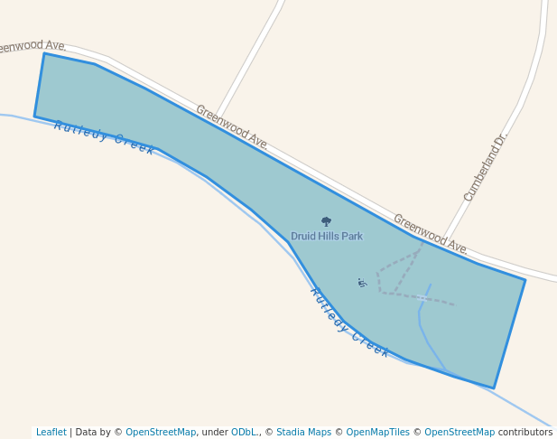 walking in Druid Hills Park map in Danville