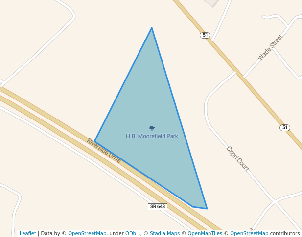 walking in H.B. Moorefield Park map in Danville