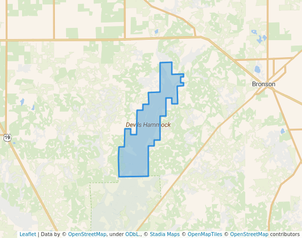 walking in Devils Hammock map in Chiefland
