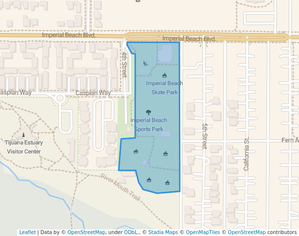 walking in Imperial Beach Sports Park map in Imperial Beach