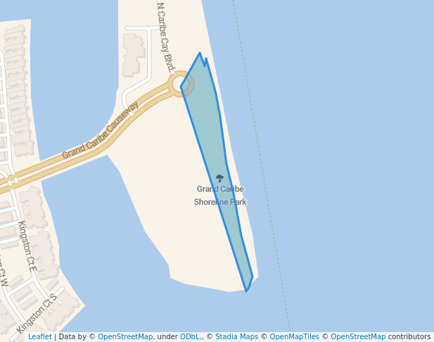 walking in Grand Caribe Shoreline Park map in Coronado