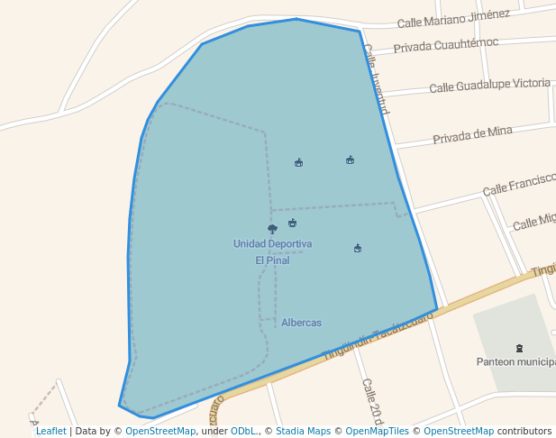 walking in Unidad Deportiva El Pinal map in Tingüindín