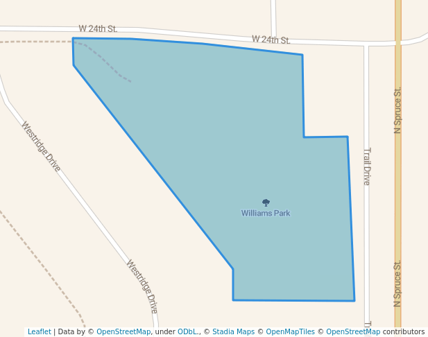 walking in Williams Park map in Ogallala