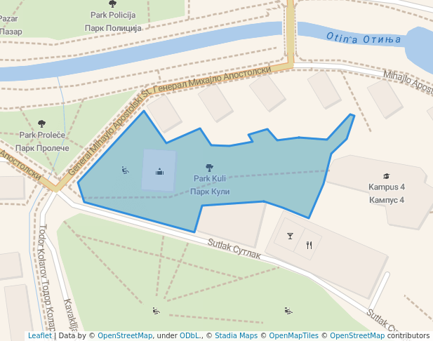 walking in Парк Кули map in Shtip