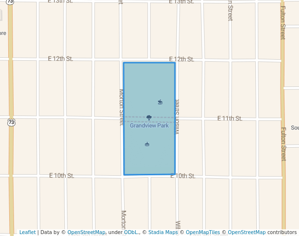 walking in Grandview Park map in Falls City