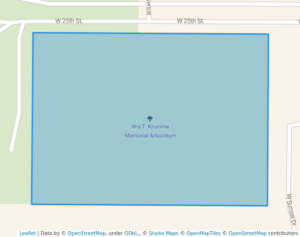 walking in Itha T. Krumme Memorial Arboretum map in Falls City