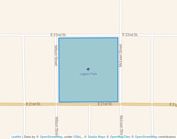 walking in Legion Park map in Falls City