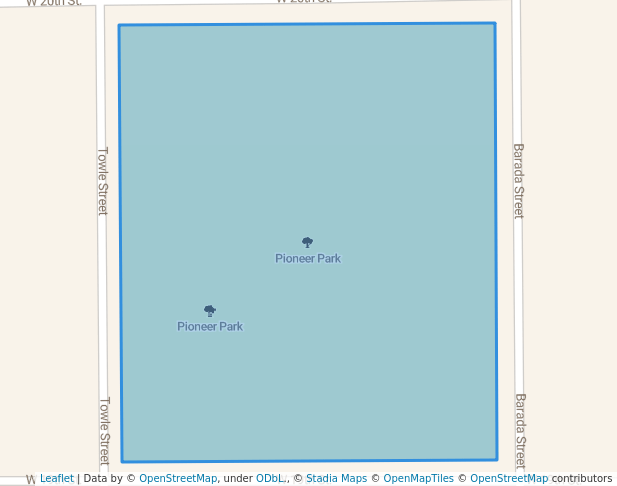 walking in Pioneer Park map in Falls City