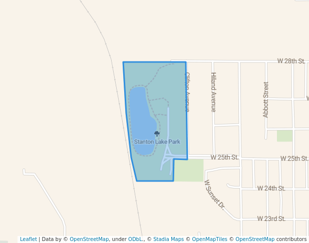walking in Stanton Lake Park map in Falls City