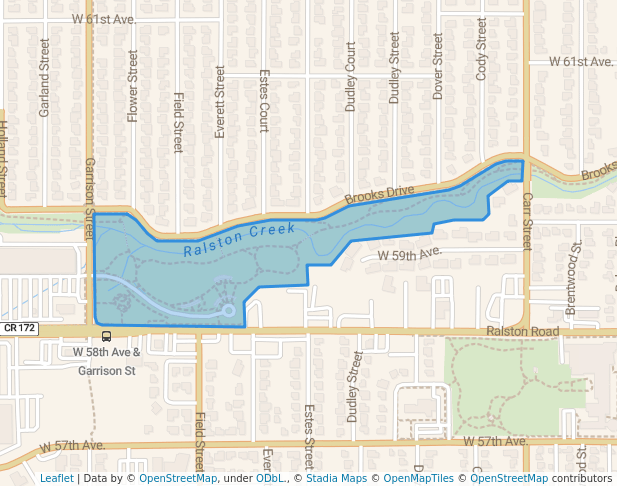 walking in Ralston Central Park map in Arvada