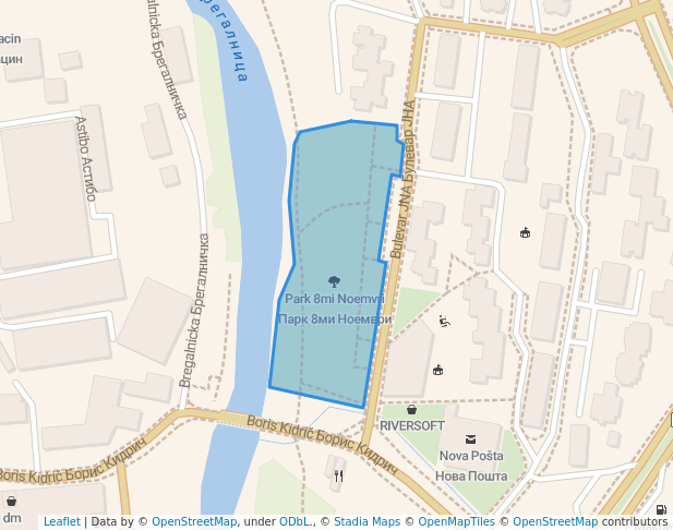 walking in Парк 8ми Ноември map in Shtip