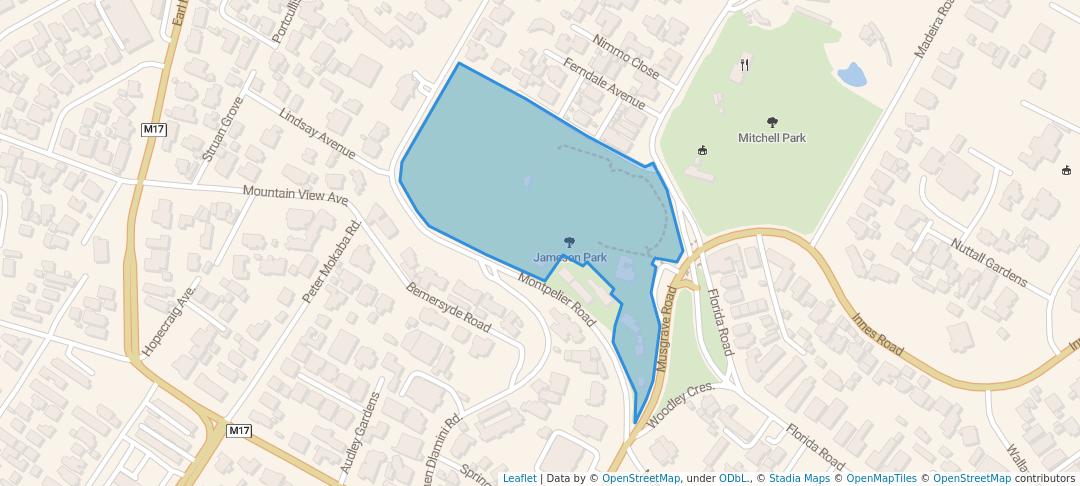 walking in Jameson Park map in Berea