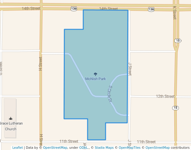 walking in McNush Park map in Fairbury
