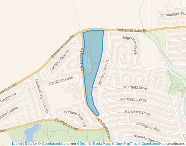 walking in Stow Grove Park map in Goleta