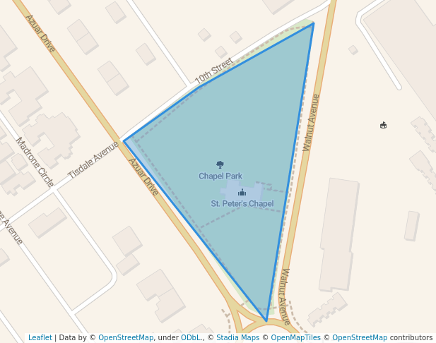 walking in Chapel Park map in Vallejo