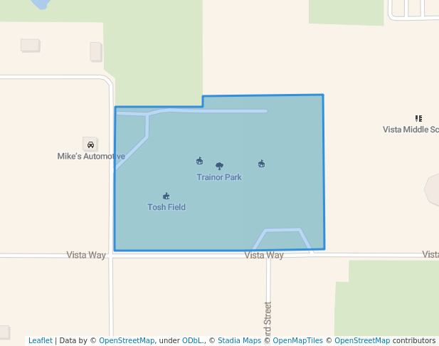 walking in Trainor Park map in Red Bluff