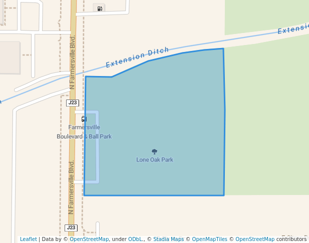 walking in Lone Oak Park map in Farmersville