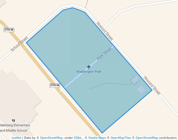 walking in Washington Park map in Wittenberg