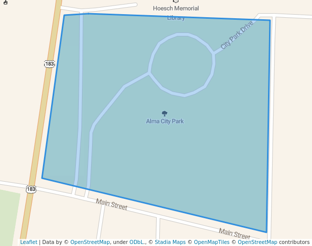 walking in Alma City Park map in Alma