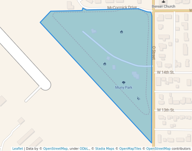 walking in Muny Park map in Cozad