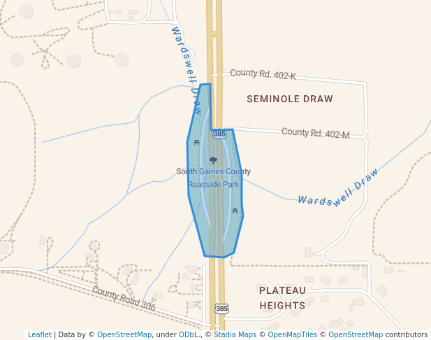 walking in South Gaines County Roadside Park map in Seminole