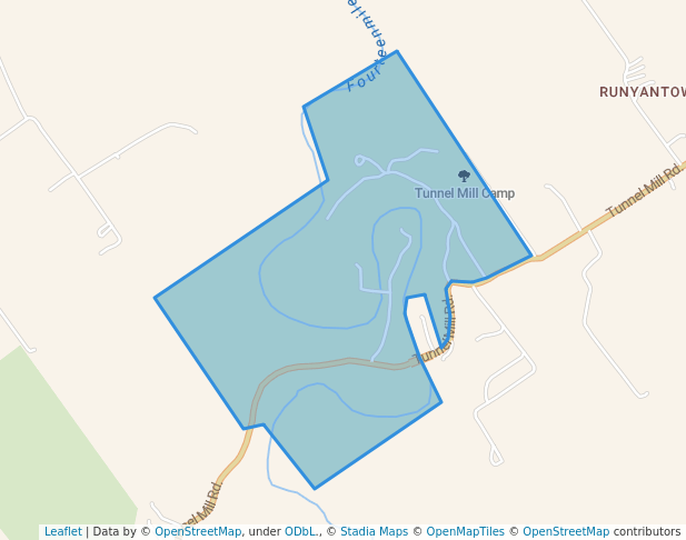 walking in Tunnel Mill Boy Scout Camp map in Charlestown