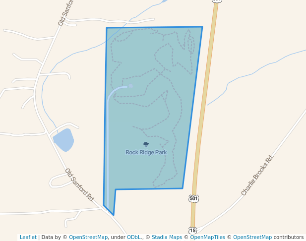 walking in Rock Ridge Park map in Moncure