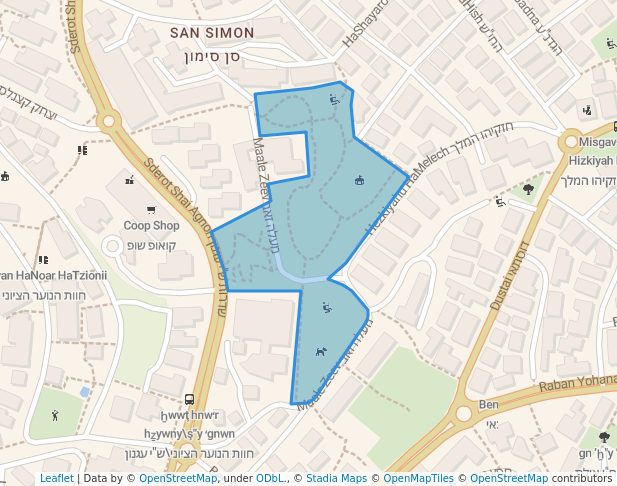 walking in San simon park map in Jerusalem