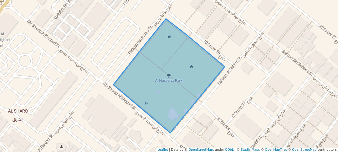 walking in Al Nasserya Park map in Sharjah