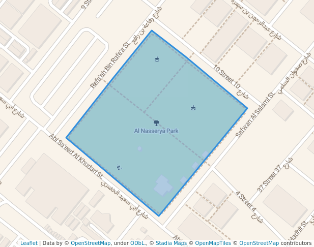 walking in Al Nasserya Park map in Sharjah