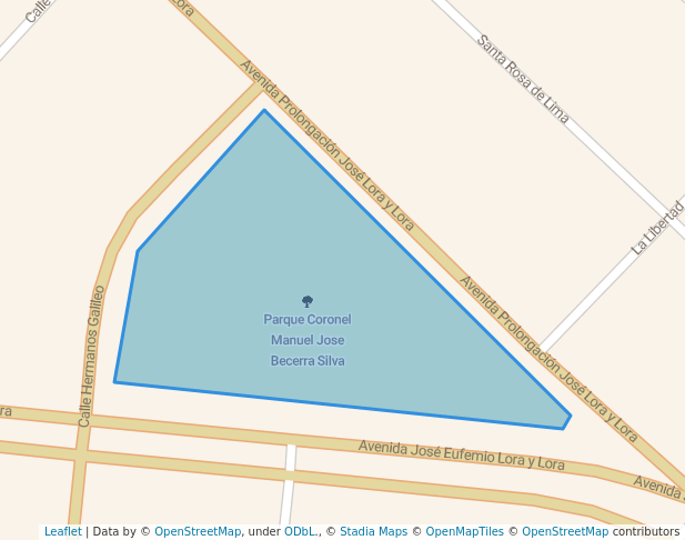 walking in Parque Coronel Manuel Jose Becerra Silva map in Chiclayo