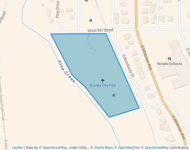 walking in Rosalia City Park map in Rosalia
